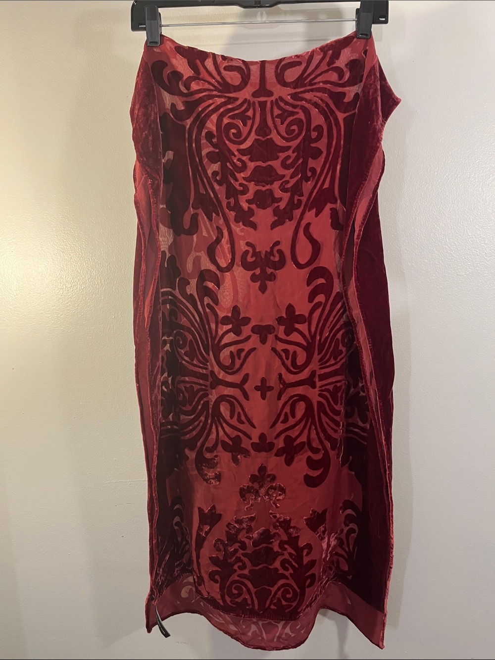 Jones New York Burgundy Burnout Velvet Scarf Wrap